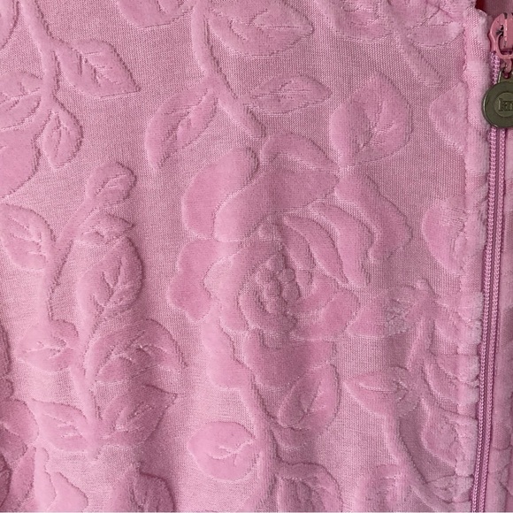 Karen Neuberger Loungewear House Dress Pink Roses Sleepwear Zipper Smock M - Picture 7 of 12